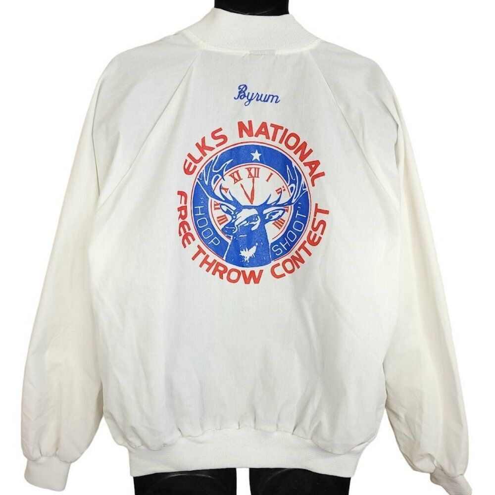 Vintage Elks National Hoop Shoot Bomber Jacket Mens Size XL 80s Made In USA